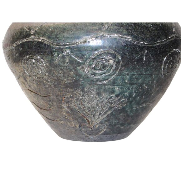 Vtg Studio Art Signed Tribal Pottery Black Southwest 5.5" T x 7" round - Picture 2 of 10